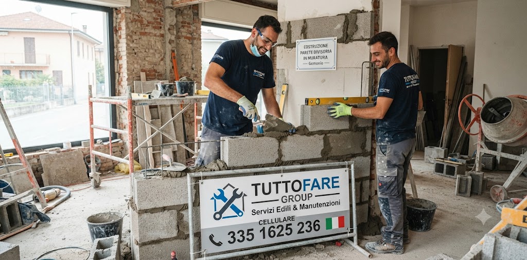 Costruzione parete divisoria in muratura — Gemonio