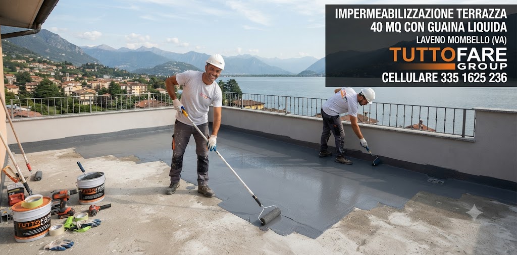 Impermeabilizzazione terrazzo 40 mq con guaina liquida — Laveno Mombello