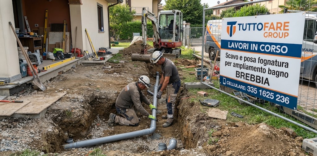 Scavo e posa fognatura per ampliamento bagno — Brebbia