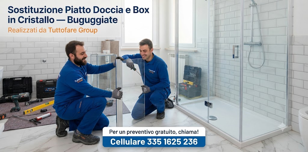 Sostituzione piatto doccia e box in cristallo — Buguggiate